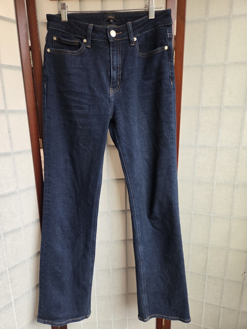 Quince Dark Wash Straight Leg Classic Minimalist Premium Denim High Rise Size 28